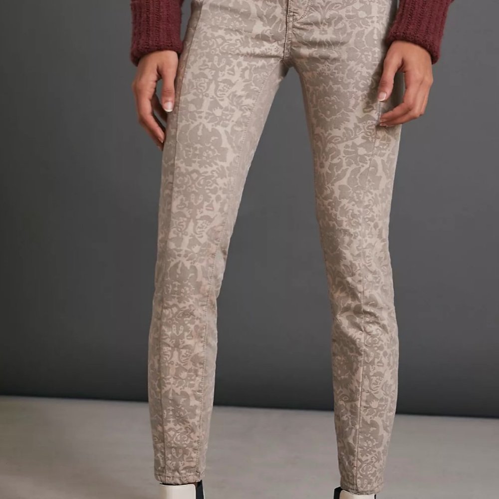 Anthropologie Pilcro Flocked High-Rise Jean Pants Floral Design - Picture 3 of 8